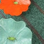 Seafoam Green and Bright Orange Ceramic Wall Art with Weaving