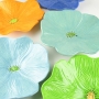 Saffron Orange, Soft Turquoise, Seafoam Green, Lime Green and Dark Blue Ceramic Poppy Wall Art