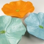 Soft Turquoise, Sea Foam Green, and Saffron Orange Ceramic Poppy Wall Art Trio