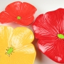 Tomato, Bright Red, Yellow Ceramic Poppy Wall Art