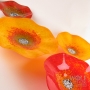 Antique Red, Saffron Yellow, Bright Red Poppy Flower Glass Wall Art