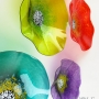 Turquoise Teal, Lemon Lime, Amethyst Purple, Bright Red Glass Wall Art Flowers