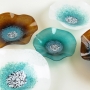 Blown Glass Wall Art - Teal Turquoise, White & Amber Wall Art Collection